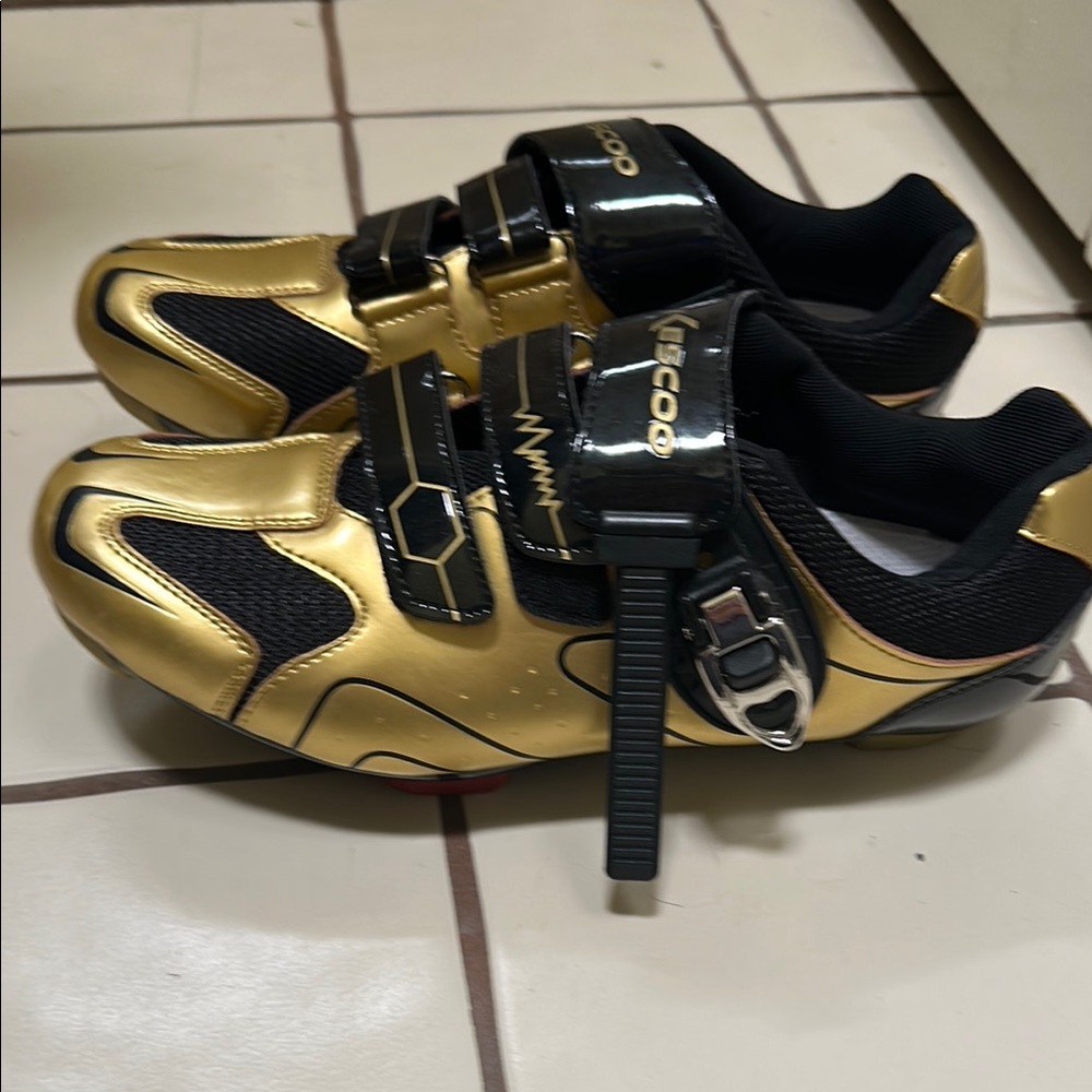 Gold and Black Cycling Shoes